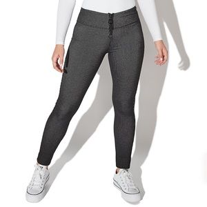 Juniors' Vlette Pinstripe Zip-Front Ponte Leggings Size Medium